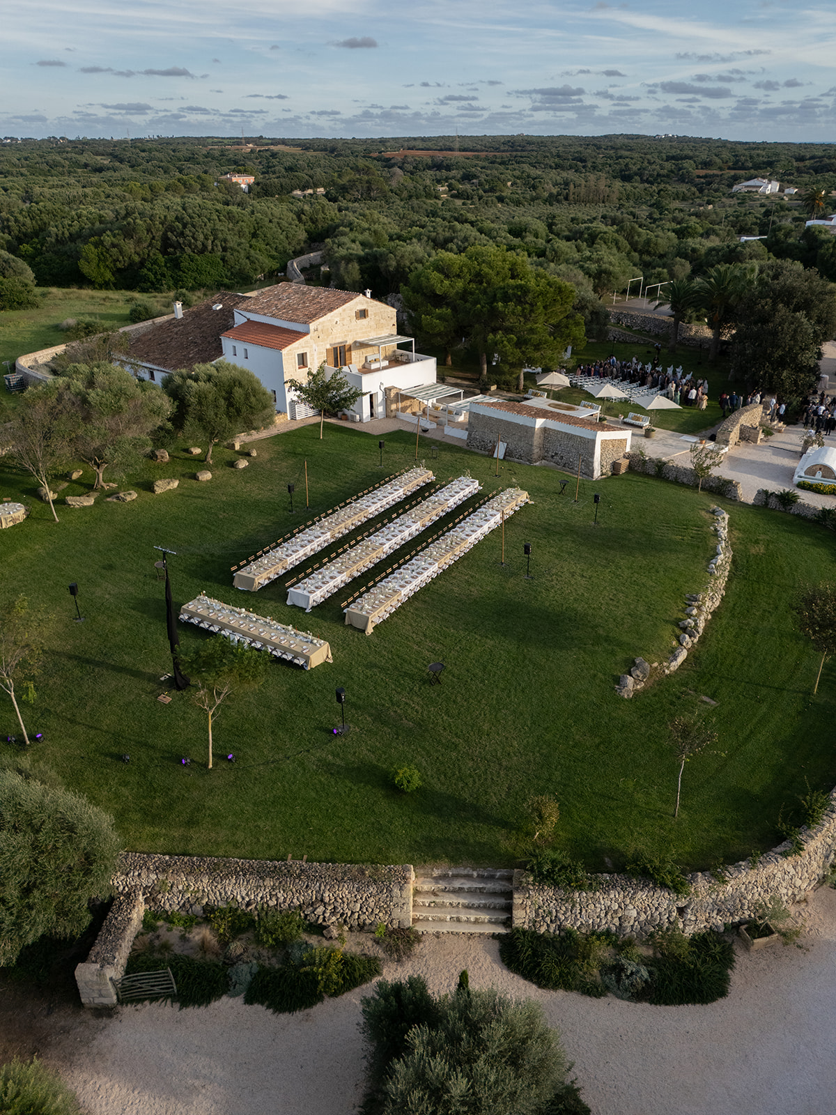 Aerial view of a wedding setup at Amagatay venue photographed by Sus Pons